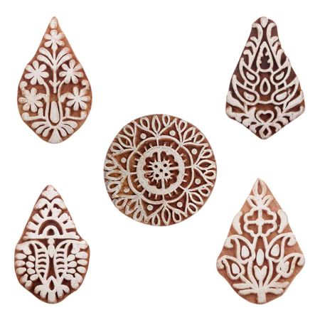 Set of 5 Piece New Mix Wooden Printing Blocks